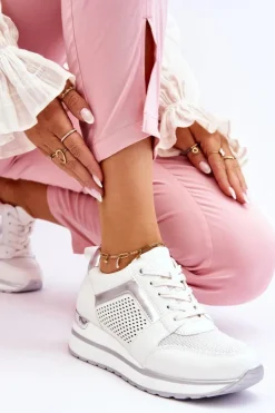 Online Boto Skórzane Buty Sportowe Na Niewysokim Koturnie Białe Braylen