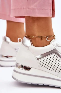 Online Boto Skórzane Buty Sportowe Na Niewysokim Koturnie Białe Braylen