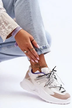 Damskie Boto Skórzane Buty Sportowe Na Platformie Białe Sifel