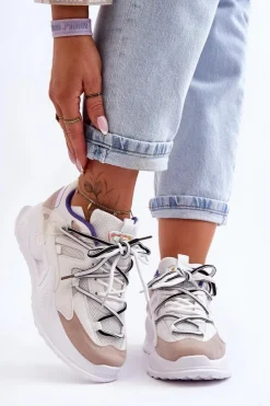 Damskie Boto Skórzane Buty Sportowe Na Platformie Białe Sifel