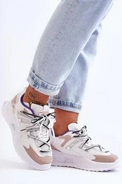 Damskie Boto Skórzane Buty Sportowe Na Platformie Białe Sifel