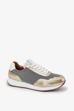 Damskie buty S.Barski Skórzane Buty Sportowe Sneakersy Damskie D&A LR51-847 Złote