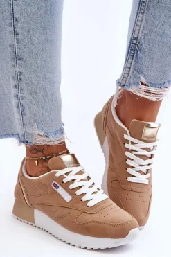 Boto Buty Sportowe Na Platformie|Sneakersy Damskie*Skórzane Buty Sportowe Sznurowane Na Platformie Beżowe Merida