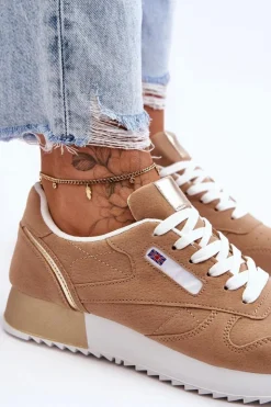 Boto Buty Sportowe Na Platformie|Sneakersy Damskie*Skórzane Buty Sportowe Sznurowane Na Platformie Beżowe Merida