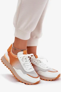 Discount Buty damskie Vinceza Skórzane Buty Sportowe Z Siateczką Damskie Vinceza 66775 Pomarańczowe Pomarańczowy