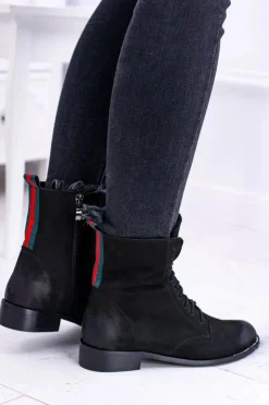 Boto Botki Sznurowane|Botki Zimowe Damskie*Skórzane Czarne Damskie Botki The Island