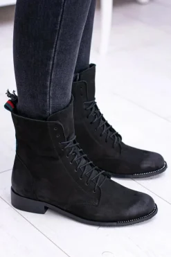 Boto Botki Sznurowane|Botki Zimowe Damskie*Skórzane Czarne Damskie Botki The Island