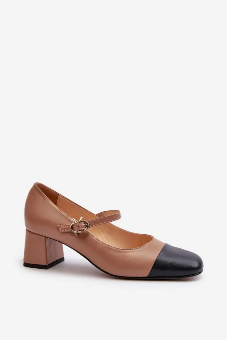 Laura Messi Czółenka Na Słupku|Czółenka Klasyczne*Skórzane Czółenka Damskie 2846 Brązowe