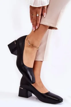 Boto Czółenka Zamszowe|Czółenka Na Słupku*Skórzane Czółenka La.Fi 230034B-QN Czarne