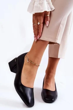 Boto Czółenka Zamszowe|Czółenka Na Słupku*Skórzane Czółenka La.Fi 230034B-QN Czarne