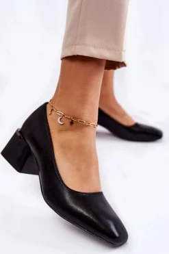 Boto Czółenka Zamszowe|Czółenka Na Słupku*Skórzane Czółenka La.Fi 230034B-QN Czarne