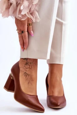 Discount Boto Skórzane Czółenka Lewski 3117 Brązowe Brązowy