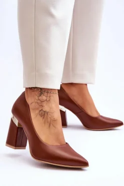 Discount Boto Skórzane Czółenka Lewski 3117 Brązowe Brązowy