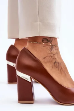 Discount Boto Skórzane Czółenka Lewski 3117 Brązowe Brązowy