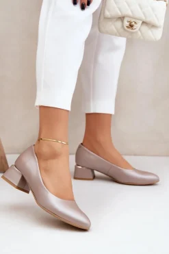 Best Boto Skórzane Czółenka Lewski 3118 Ciemnobeżowe Beżowy