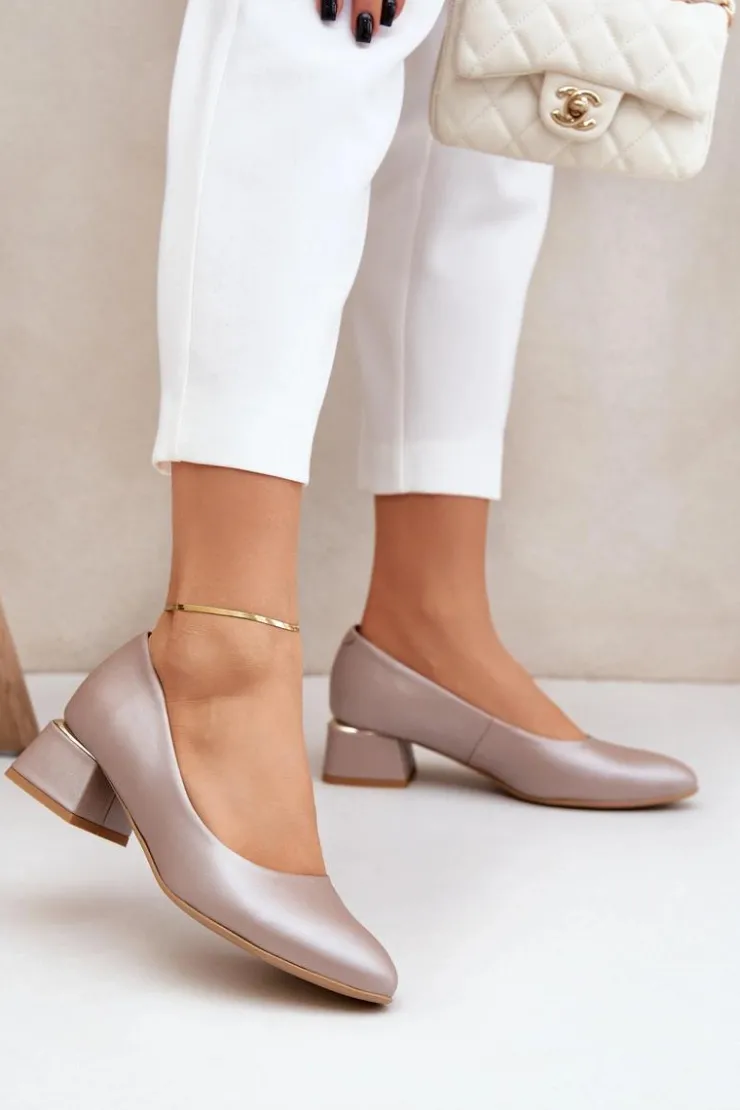 Best Boto Skórzane Czółenka Lewski 3118 Ciemnobeżowe Beżowy