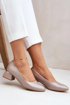 Best Boto Skórzane Czółenka Lewski 3118 Ciemnobeżowe Beżowy