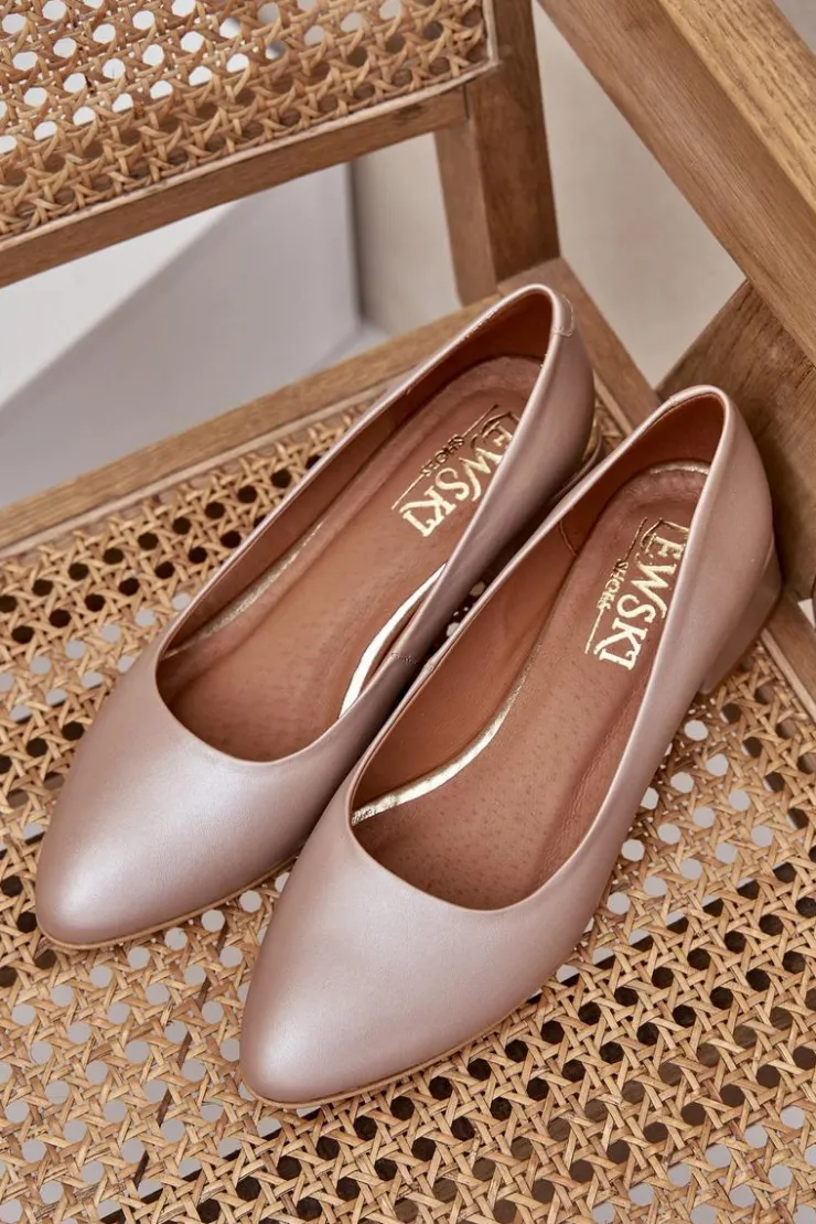 Best Boto Skórzane Czółenka Lewski 3118 Ciemnobeżowe Beżowy