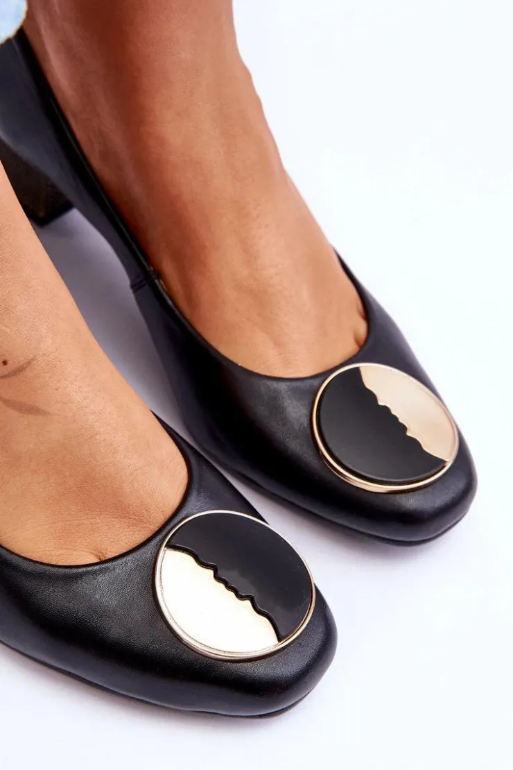 Discount Maciejka Skórzane Czółenka Na Niskim Obcasie 05960-01 Czarne