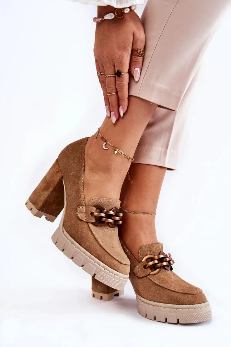 Boto Czółenka Na Platformie|Czółenka Na Słupku*Skórzane Czółenka Na Platformie I Słupku Lewski Shoes 3197 Beżowe