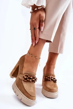 Boto Czółenka Na Platformie|Czółenka Na Słupku*Skórzane Czółenka Na Platformie I Słupku Lewski Shoes 3197 Beżowe