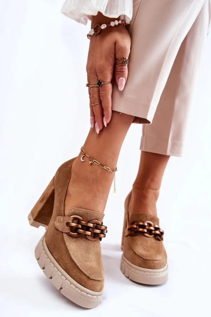 Boto Czółenka Na Platformie|Czółenka Na Słupku*Skórzane Czółenka Na Platformie I Słupku Lewski Shoes 3197 Beżowe