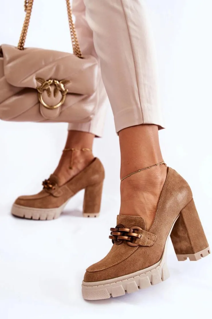 Boto Czółenka Na Platformie|Czółenka Na Słupku*Skórzane Czółenka Na Platformie I Słupku Lewski Shoes 3197 Beżowe