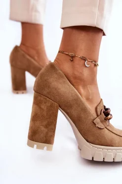 Boto Czółenka Na Platformie|Czółenka Na Słupku*Skórzane Czółenka Na Platformie I Słupku Lewski Shoes 3197 Beżowe