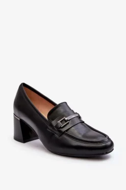 Damskie Buty damskie Vinceza Skórzane Czółenka Na Słupku Czarne Idona