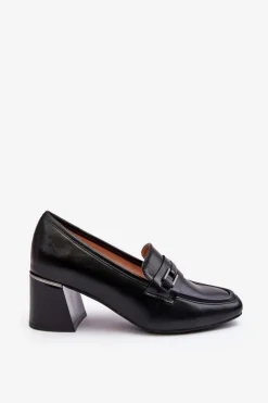 Damskie Buty damskie Vinceza Skórzane Czółenka Na Słupku Czarne Idona