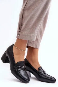 Damskie Buty damskie Vinceza Skórzane Czółenka Na Słupku Czarne Idona