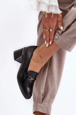 Damskie Buty damskie Vinceza Skórzane Czółenka Na Słupku Czarne Idona