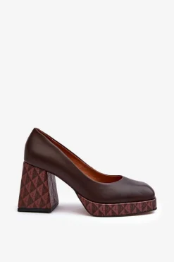 Laura Messi Czółenka Na Platformie|Czółenka Na Słupku*Skórzane Czółenka Na Słupku 259/236-820 Brązowe