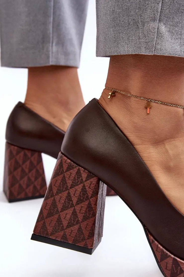 Laura Messi Czółenka Na Platformie|Czółenka Na Słupku*Skórzane Czółenka Na Słupku 259/236-820 Brązowe