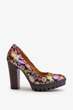 Online Maciejka Skórzane Czółenka Na Słupku 02629-39 Multikolor Wielokolorowy