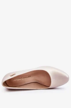 New Buty Sergio Leone Skórzane Czółenka Na Słupku Sergio Leone PB178 Perła Beżowe