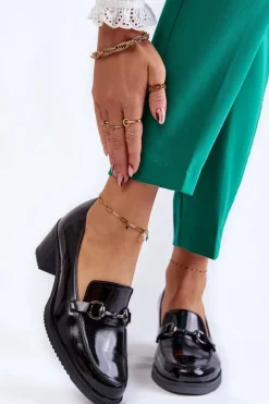 Damskie Buty damskie Vinceza Skórzane Czółenka Na Słupku Z Ozdobą Czarne Semila