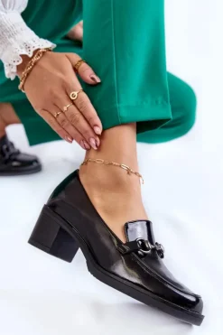 Damskie Buty damskie Vinceza Skórzane Czółenka Na Słupku Z Ozdobą Czarne Semila