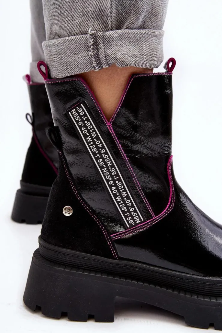 Best Maciejka Skórzane Damskie Botki 06236-15 Czarne