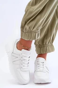 Boto Sneakersy Damskie*Skórzane Damskie Buty Sportowe Białe Kabama