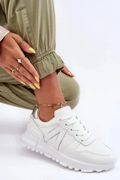 Boto Sneakersy Damskie*Skórzane Damskie Buty Sportowe Białe Kabama