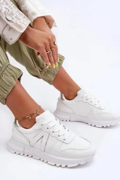 Boto Sneakersy Damskie*Skórzane Damskie Buty Sportowe Białe Kabama