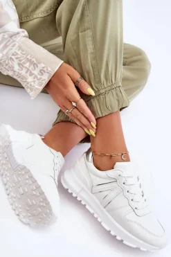 Boto Sneakersy Damskie*Skórzane Damskie Buty Sportowe Białe Kabama