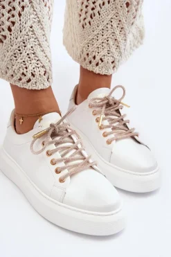 Damskie CheBello Skórzane Damskie Buty Sportowe 4362 Białe