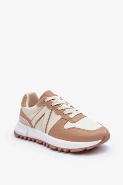 Boto Sneakersy Damskie*Skórzane Damskie Buty Sportowe Beżowe Kabama