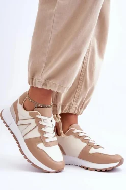 Boto Sneakersy Damskie*Skórzane Damskie Buty Sportowe Beżowe Kabama