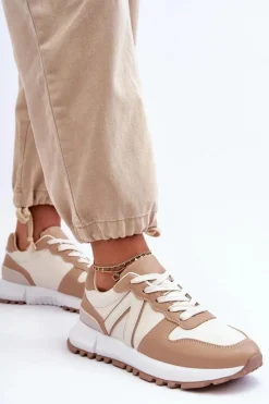 Boto Sneakersy Damskie*Skórzane Damskie Buty Sportowe Beżowe Kabama