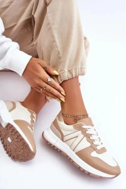 Boto Sneakersy Damskie*Skórzane Damskie Buty Sportowe Beżowe Kabama