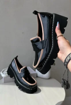 Damskie buty S.Barski Loafersy Damskie|Mokasyny Płaskie*Skórzane Damskie Mokasyny D&A MR870-32 Czarne Czarny