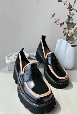 Damskie buty S.Barski Loafersy Damskie|Mokasyny Płaskie*Skórzane Damskie Mokasyny D&A MR870-32 Czarne Czarny